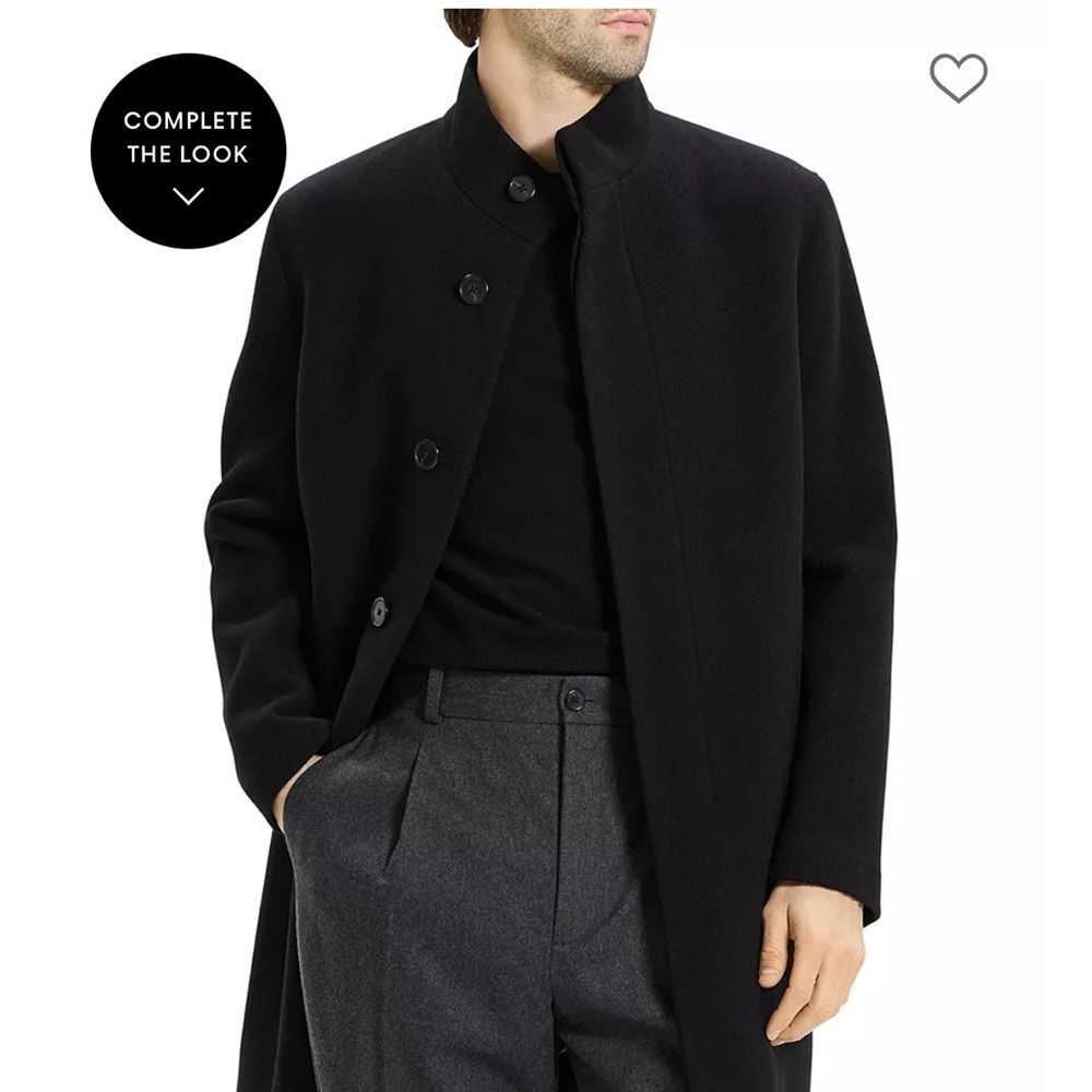 Theory Black Stand-Collar Trench Coat